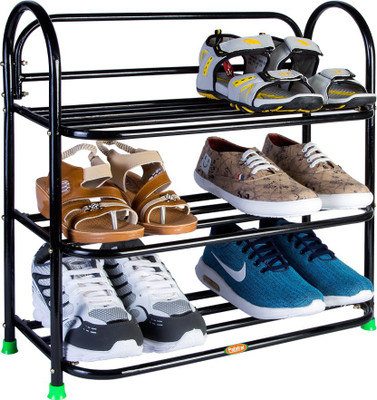Patelraj Metal Shoe Stand(Black, 3 Shelves)