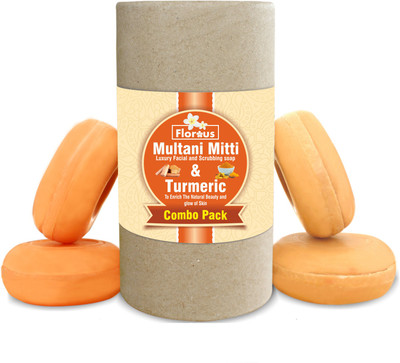 

Florous Multani Mitti soap + Turmeric soap Combo 2+2(400 g, Pack of 4)