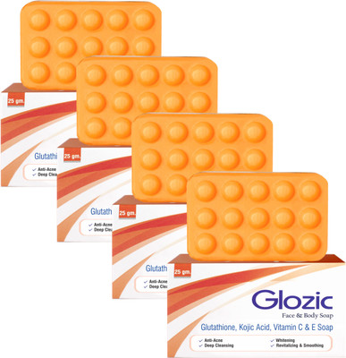 

Glozic Glutathione, Kojic Acid & Vitamin C Soap ( 4 x 25 gm )(100 g, Pack of 4)