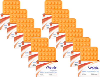 

Glozic Glutathione, Kojic Acid & Vitamin C Soap ( 12 x 25 gm )(300 g, Pack of 12)