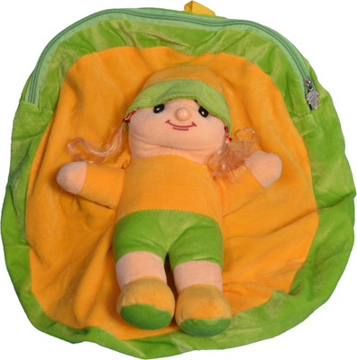 

LOVE2SHOP BEAUTIFUL DOLL FACE PLUSH SCHOOL BAG / GIFTS FOR KIDS/ PLUSH BAGS/ CUTE DOLL BAG - 36 cm(Green)