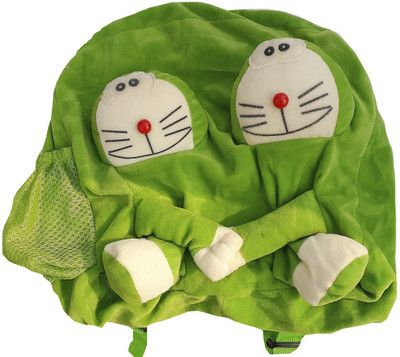 

GIFTERIA DOUBLE FACE CARTOON CHARACTER PLUSH SCHOOL BAG HIGH QUALITY, PREMIUM LOOKING, SCHOOL BAG - 36 cm(Green)