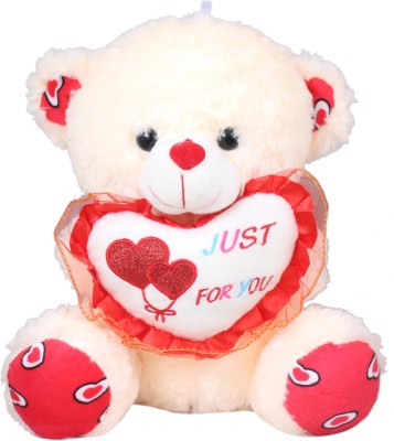 Tickles Teddy With Just For You Heart fpr your loved ones Soft Stuffed For Kids  - 35 cm(Cream)