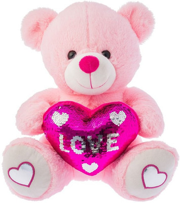 

Dimpy Stuff Bear w flappable heart - 33 cm(Pink)