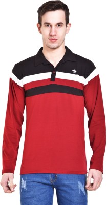 AD & AV Colorblock Men Polo Neck Red, White, Black T-Shirt