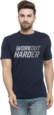 FRISKERS Printed Men Round Neck Dark Blue T-Shirt