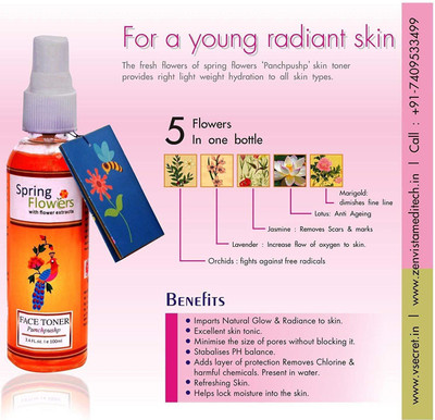 

Zenvista Meditech SPRING FLOWER FACE TONER FOR GLOW & BRIGHTENING PACK OF 3(1 ml)