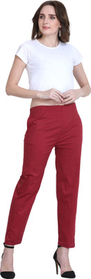 MARAMI Slim Fit Women Maroon Trousers