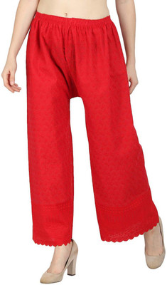SriSaras Regular Fit Women Red Trousers