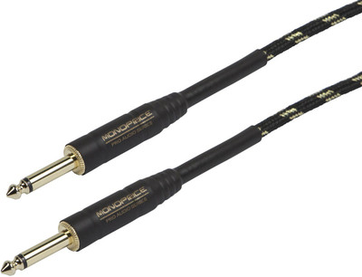 

Monoprice TV-out Cable 3ft Cloth Series 1/4 inch TS Male 20AWG Instrument Cable - Black & Gold(Black & Gold, For Home Theater, 0.91 m)