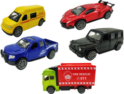 

Emob Pack of 5 Mini Die Cast Metal Body Pocket Auto Pull Back Vehicles Toy with Different Models for Kids(Multicolor)