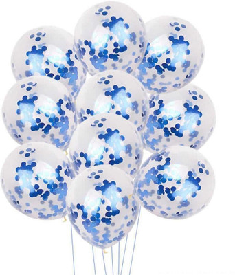 

GrandShop Solid Pre-Filled Blue Colored Confetti Transparent Latex Balloon(White, Pack of 10)