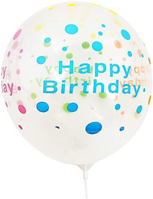 

GrandShop Printed Happy Birthday Clear Latex Balloon(White, Pack of 30)