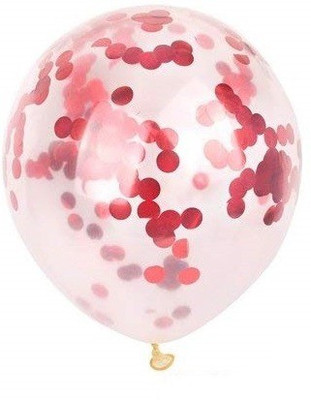 

GrandShop Solid Pre-Filled Red Colored Confetti Transparent Latex Balloon(White, Pack of 10)
