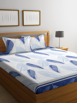 

Cortina 104 TC Cotton Double Floral Bedsheet(Pack of 1, Blue)