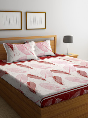 

Cortina 104 TC Cotton Double Floral Bedsheet(Pack of 1, Maroon)
