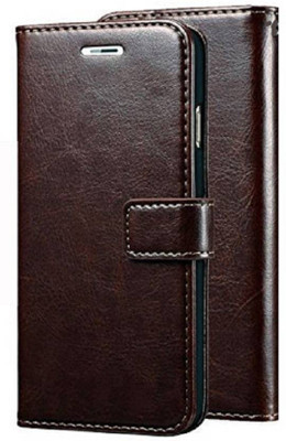 Krofty Flip Cover for Lava Z61(Brown, Dual Protection)