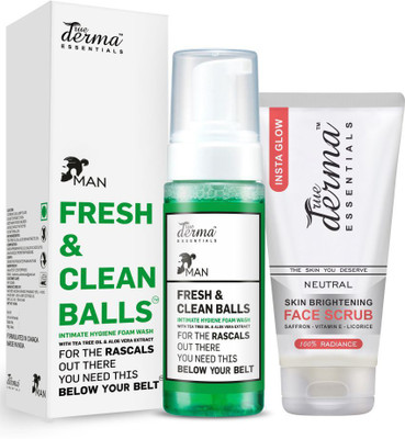 

True Derma Essentials Hygiene Intimate Foam Wash + Insta Glow Skin Brightening Face Scrub(Set of 2)