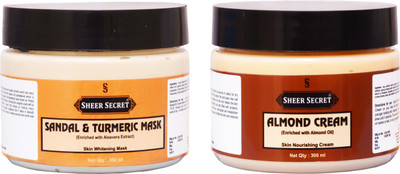 Sheer Secret SANDAL & TURMERIC MASK 300ML and ALMOND CREAM 300ML(2 Items in the set)