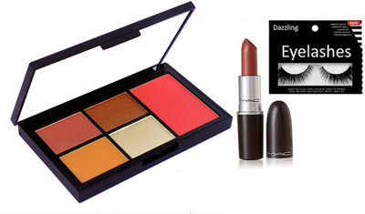 

Dazzling Eyelashes,multi 4 Colors Eye Shadow & 1 Blusher Palette, Matte Finish Lipstick(Set of 3)