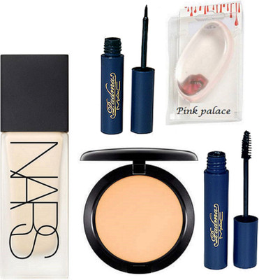 

pink palace silicone puff, NARS foundation & compact & padma eyeliner & mascara(Set of 5)