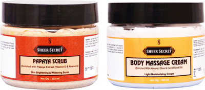 

SHEER SECRET PAPAYA SCRUB 300ML and BODY CREAM 300ML(Set of 2)