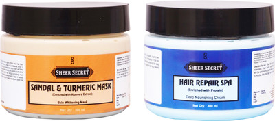 

SHEER SECRET SANDAL & TURMERIC MASK 300ML and HAIR REPAIR SPA 300ML(Set of 2)