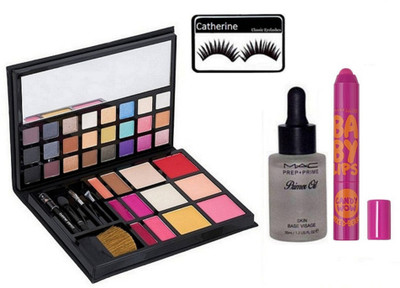 

catherine Eyelashes, highlighter, Face Flawless Palette, Lip Balm(Set of 4)