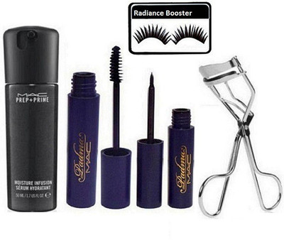 

radiance booster Eyelashes & Mac Infusion Face Serum & Padma Eyeliner+Mascara & Eyelashes Curler(Set of 5)