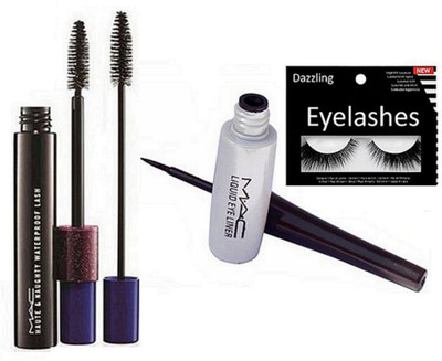

dazzling Eyelashes with Mac Liquid Eyeliner, Haugty & Naughty Lash Black Mascara(Set of 3)