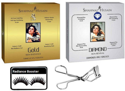 

radiance booster Eyelashes & Shahnaz Husain Gold & Diamond Facial Kit With Eyelashes Curler(Set of 4)