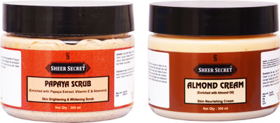 

SHEER SECRET PAPAYA SCRUB 300ML and ALMOND CREAM 300ML(Set of 2)