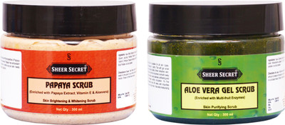 

SHEER SECRET PAPAYA SCRUB 300ML and ALOE VERA GEL SCRUB 300ML(Set of 2)