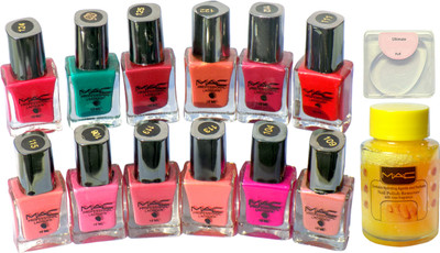 

Ultimate silicon puff, Mac nail polish pack of 12 with nail polish remover(Set of 14)