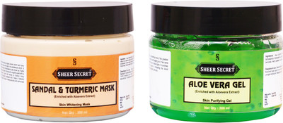 

SHEER SECRET SANDAL & TURMERIC MASK 300ML and ALOE VERA GEL 300ML(Set of 2)