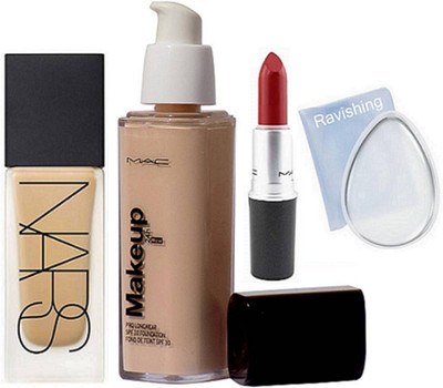 

ravishing silicone puff, Nars Foundation & Matte Lipstick, Makeup Pro Longwear Foundation(Set of 4)