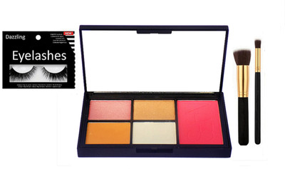 

Dazzling Eyelashes, Multi 4 Shades Eye Shadow with 1 Blusher Palette & Makeup Brush 2(Set of 4)