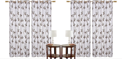 Miracle Home Decor 213 cm (7 ft) Polyester, Blends Door Curtain (Pack Of 4)(Floral, Coffee) Flipkart