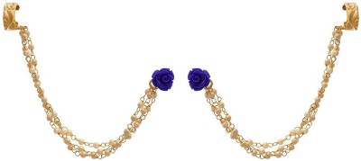 JFL Jewellery for Less Traditional Ethnic One Gram Gold Plated Pearl & Floral Designer Earcuff Copper Cuff Earring
