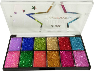 

Blushia 12 Colors Glitter Eye shadow Pressed Powder 4.2 g(Multicolor)