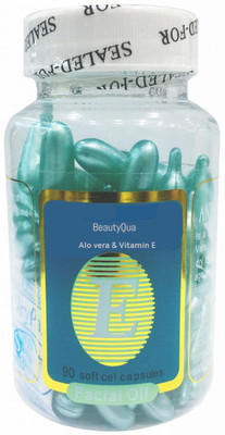 

BeautyQua 60 Capsules Vitamin E Alovera Facial Treatment Capsules for Glowing Skin ( Blue)(60 g)