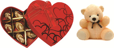 

Skylofts 10pcs Assorted Chocolates Heart Box with teddy bear Valentine Gifts Birthday Gift Combo(130gms)