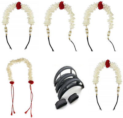 

S R Enterprises hair gajra juda bun accessories use for women and girls and bumpits puff bun maker (pack of 10pcs) Hair Accessory Set(White, Black)