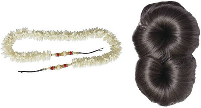 

KashQueen Bun Maker Brown Hair Clutcher Juda and 15g White Hair Gajra Braid Extension(White, Brown)