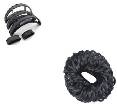 

S R Enterprises hair accessories bumpit banana juda set (pack of 6pcs) Hair Accessory Set(Black)