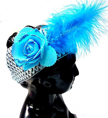

Proplady Party Elegant Shimmery Rose & Feather Stud Princess Wide Head Band, Hair Band for Baby Girls & Girls|Latest Hair|Wedding Hair Head Band, Hair Band, Hair Chain, Hair Accessory Set(Turquoise)