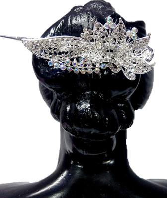 

Proplady Partywear Stylish (XL Size) Silver Rhinestones & Zircons Stud Fine Designer Hair Clip Back Pin for Girls & Women|Wedding Hair Hair Clip, Back Pin, Bun Clip, Hair Pin, Tic Tac Clip, Hair Accessory Set(Silver)
