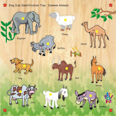 

THE KIDS ZONE Skillofun Kingsize Identification Tray Common Animals with Knobs(Multicolor)