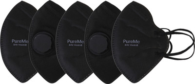 

PureMe Pack of 5 Anti Pollution Anti PM2.5 Mask with Activated Carbon layer -Black 5-Pack Black Mask and Respirator