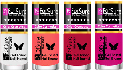 

Forsure Fast Dry and Chip Resistant Nail Polish White, Nude, Purple, Dusky Red(Pack of 4)